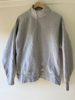 Aritzia Sweetfleece Cozy Fleece Gray Women's Half-Zip Sweatshirt